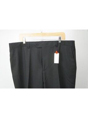 Isaia Solid Black 100% Wool Mens Dress Pants Sz 56 EU BRAND NEW